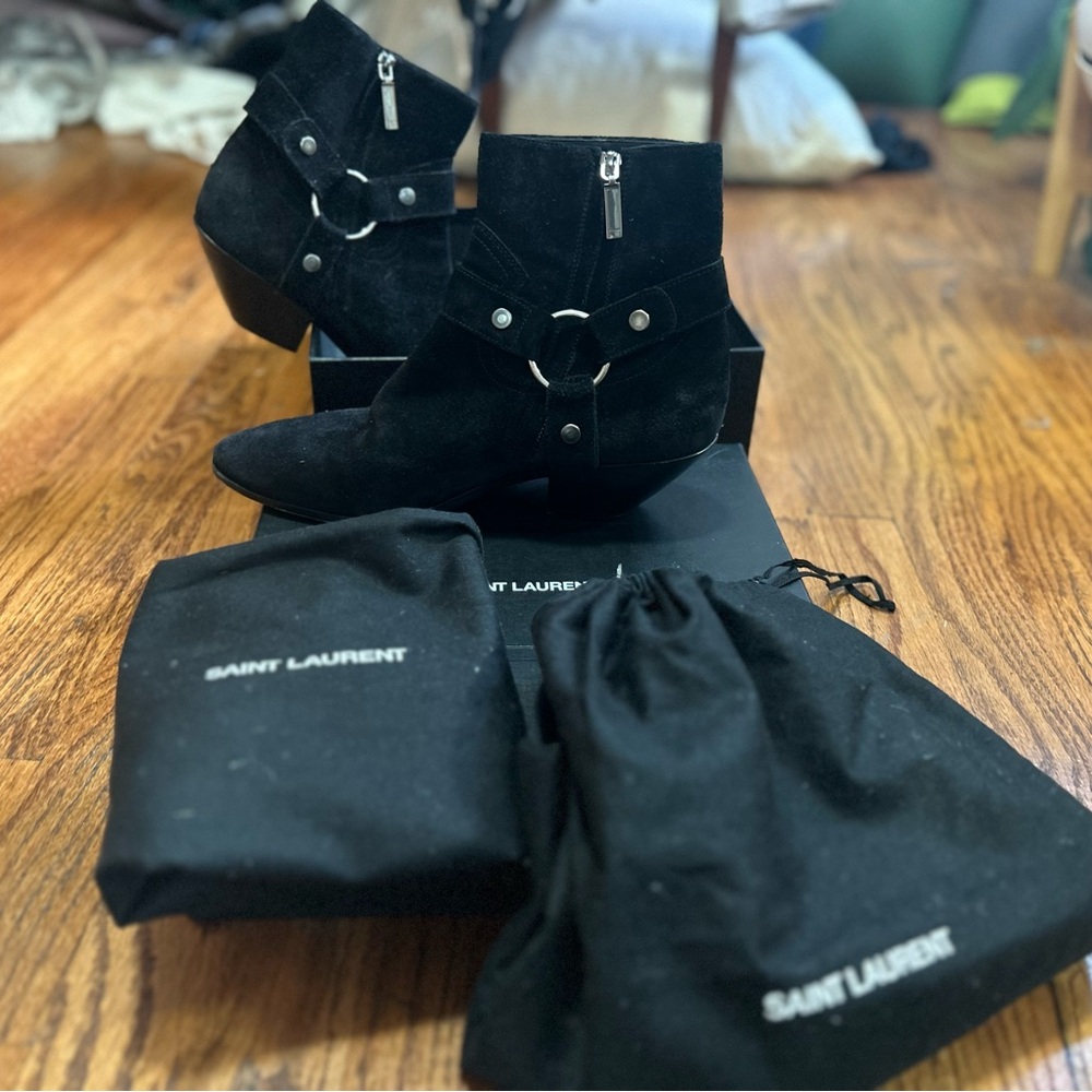 SAINT LAURENT West boots in black suede size 41